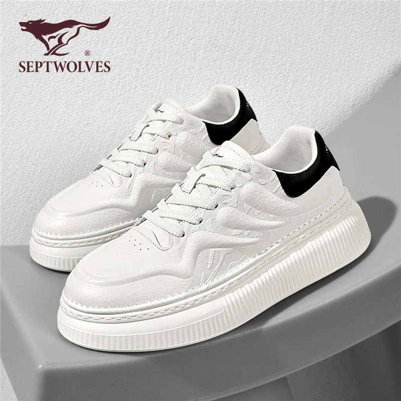 七匹狼男士小白鞋秋季板鞋男款百搭运动鞋潮流厚底男鞋时尚休闲鞋