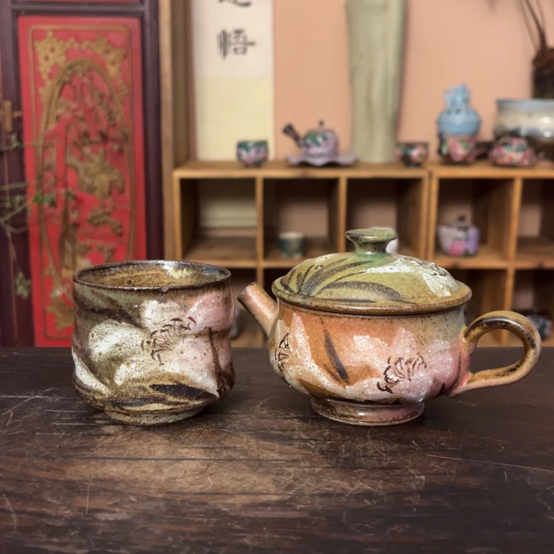 柴烧纯手工手绘陶瓷