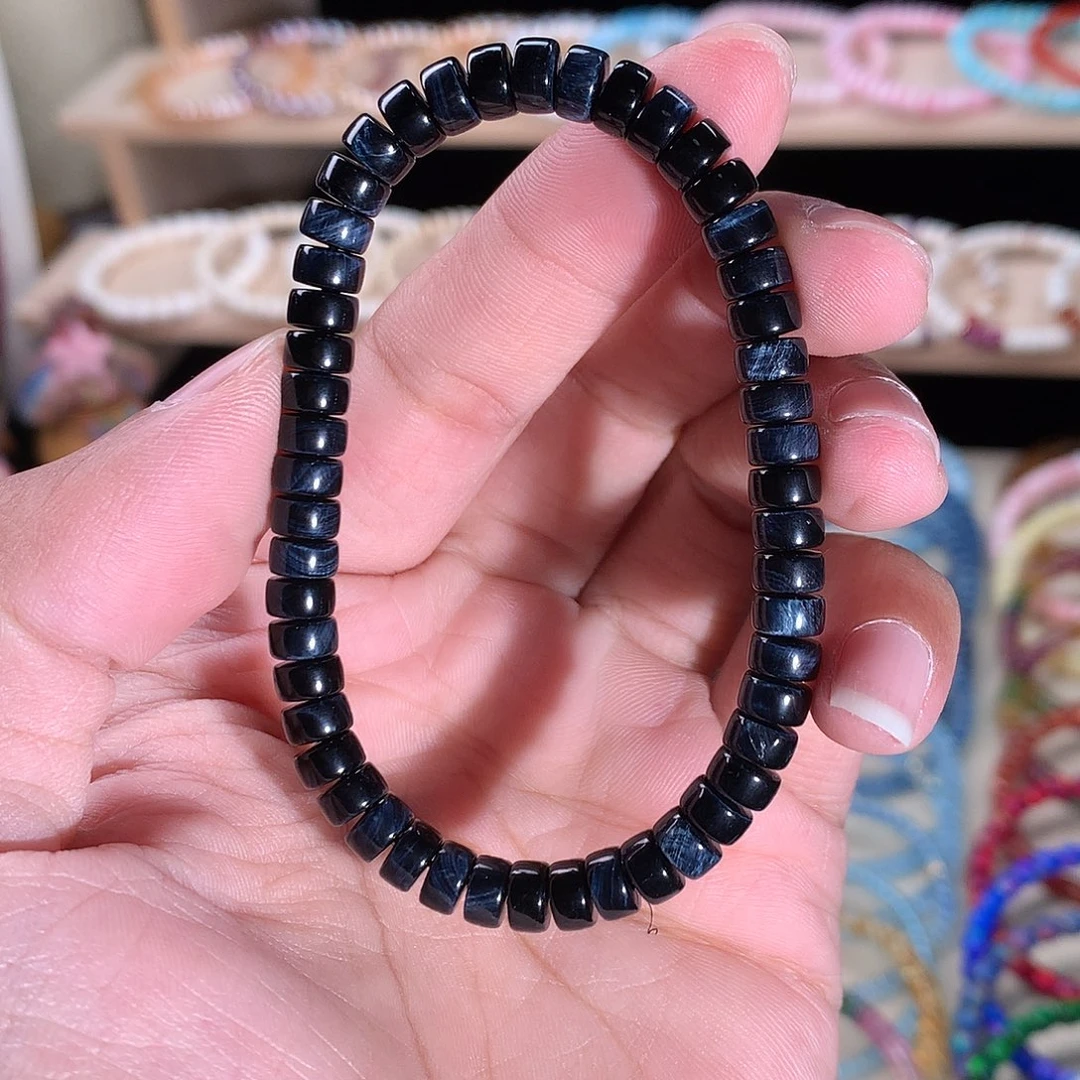 未镶嵌手串木变石（虎睛石）精工药片蓝虎眼6mm