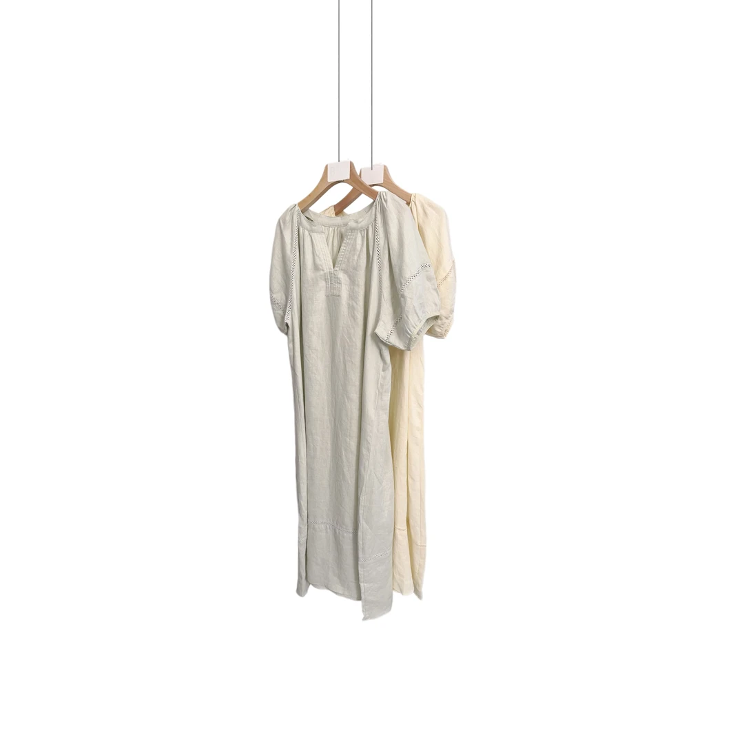 日系一线新款百搭亚麻连衣裙夏季新品
