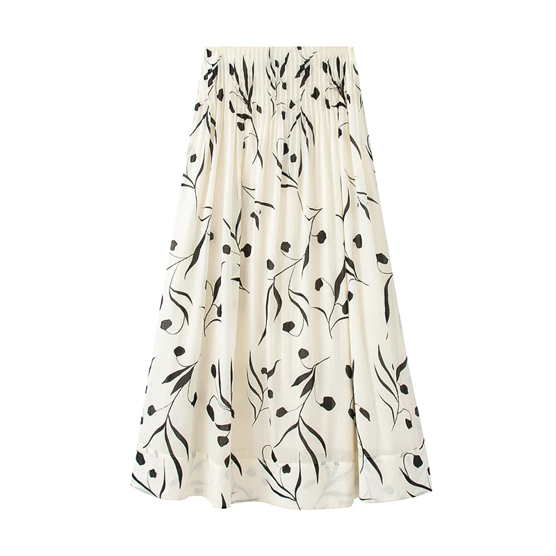 艾家商场同款商场同款花卉印花A字半身裙3533