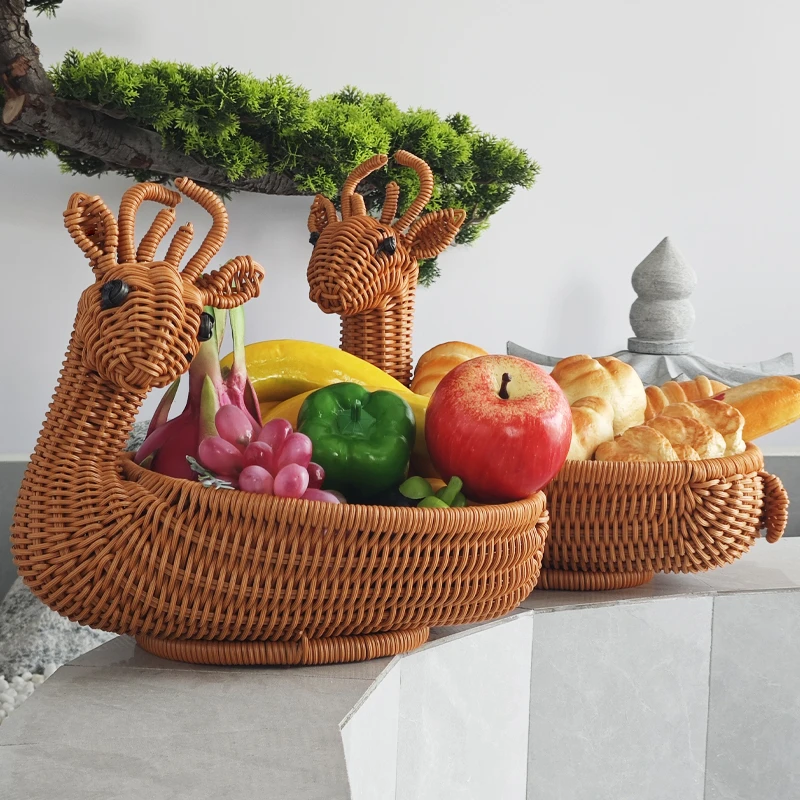 Q30中式小鹿果篮子手工收纳家用露营户外置大容量创意30*23*10