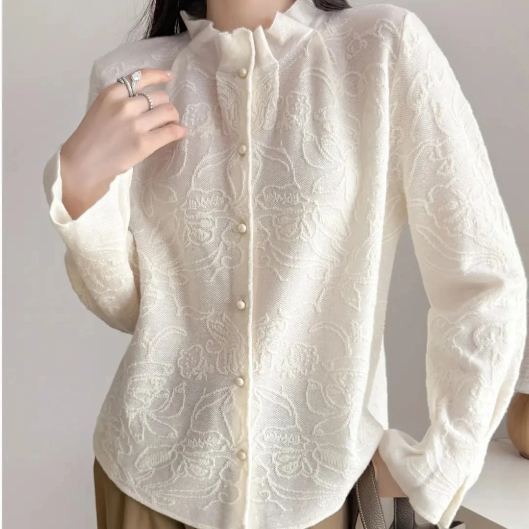 【MAX.XLPY专属】高品质设计师款全羊毛提花木耳领袖针织开衫1453款