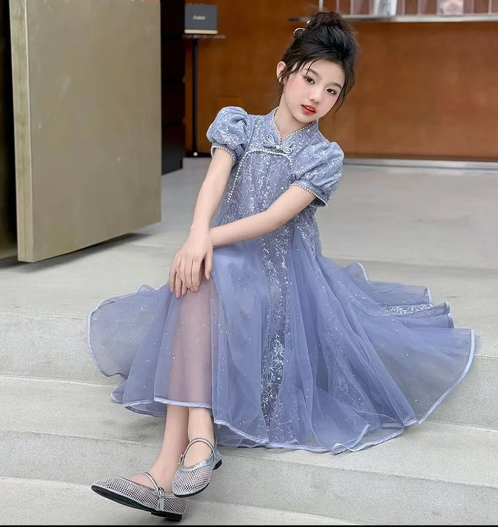 3540安格24号女童改良甜美网纱公主连衣裙户外演出礼服裙25030008