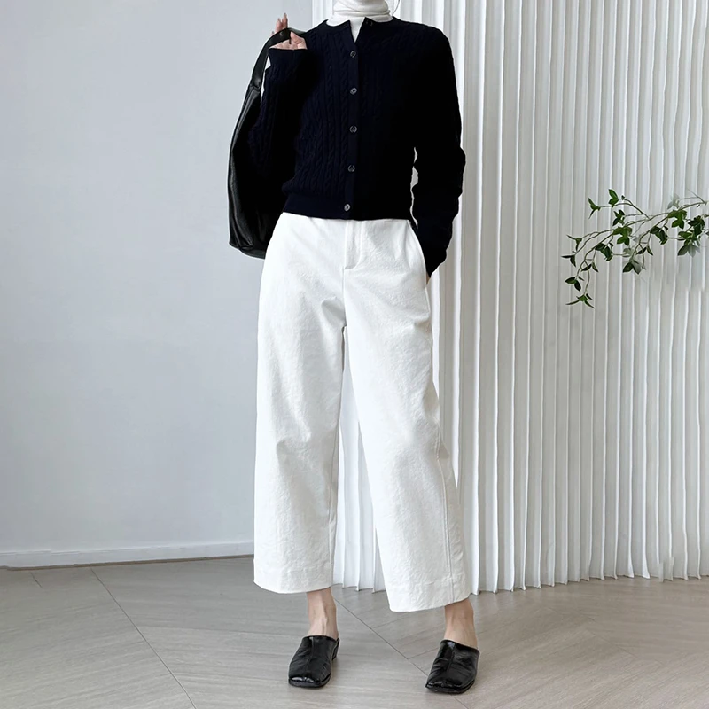 韩系高腰宽松显瘦休闲九分裤直筒裤女551-199