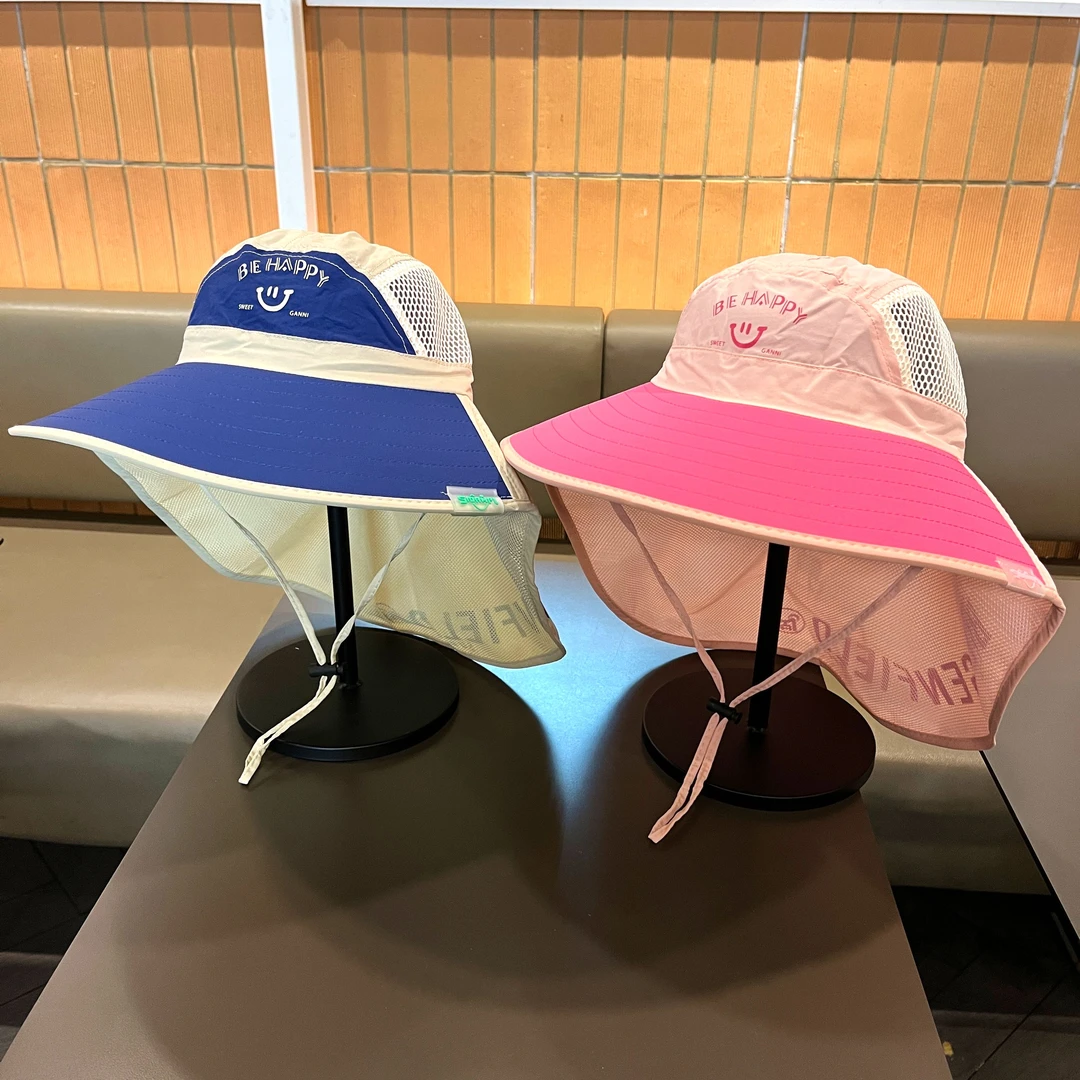 儿童防晒帽春秋夏季透气网眼渔夫披肩帽出游男童女童宝宝遮阳帽子