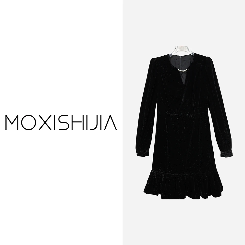 X2630-1 莫西世家 显瘦气质轻奢连衣裙亮晶晶法式4C