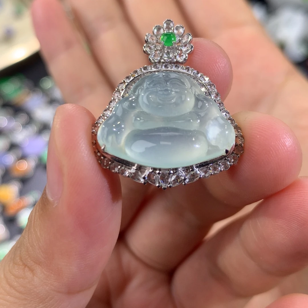 翡翠18K金镶嵌吊坠(不含链)佛公