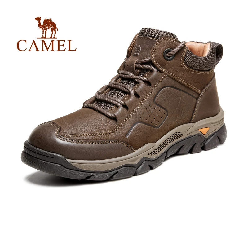 CAMEL/骆驼秋冬加绒保暖高帮厚底休闲皮靴A142307396/A042380174