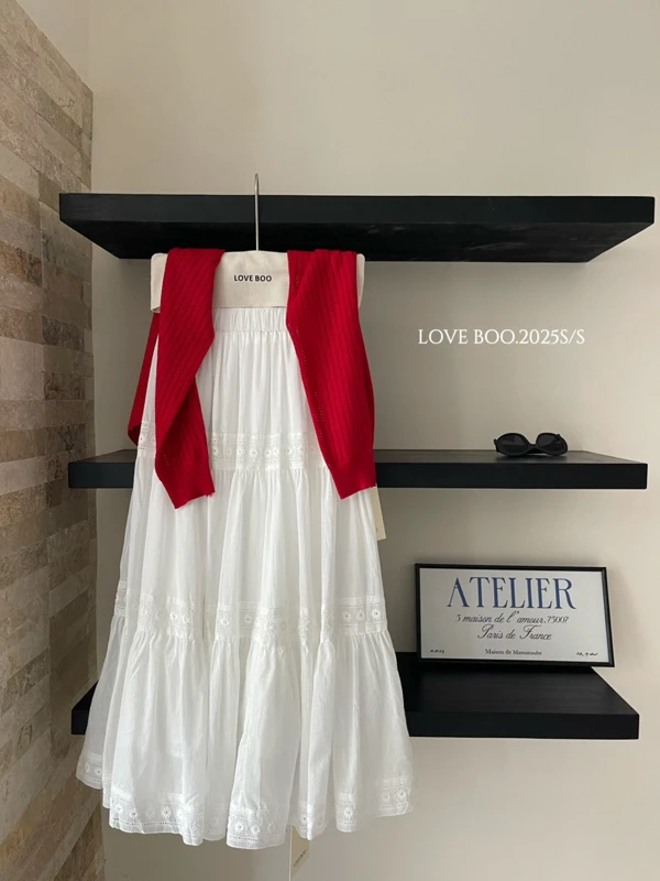 【dd】重工不透提花韩代遮胯长裙白裙