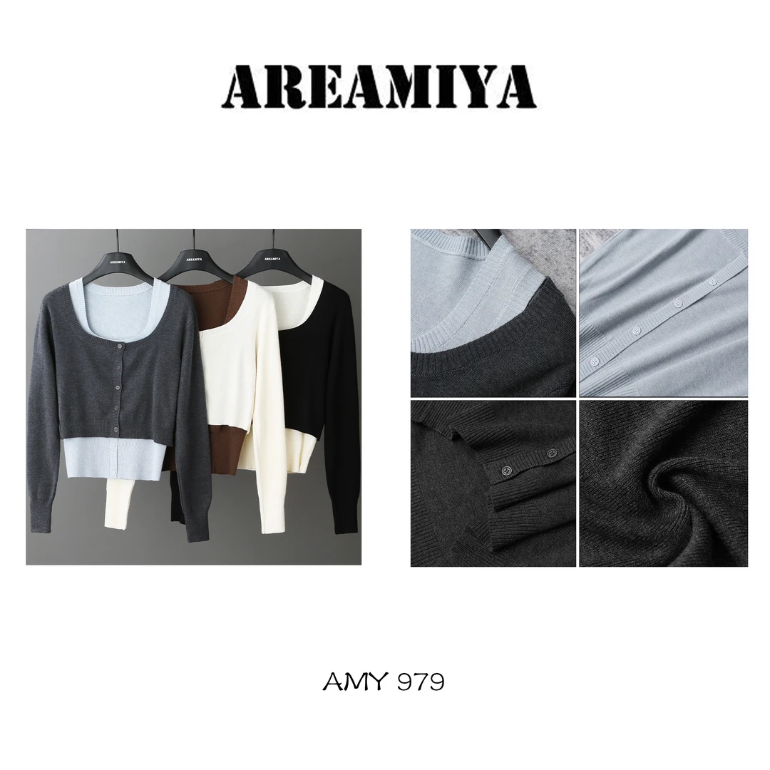 阿楠【慵懒自恰】极简针织背心开衫两件套AMY979