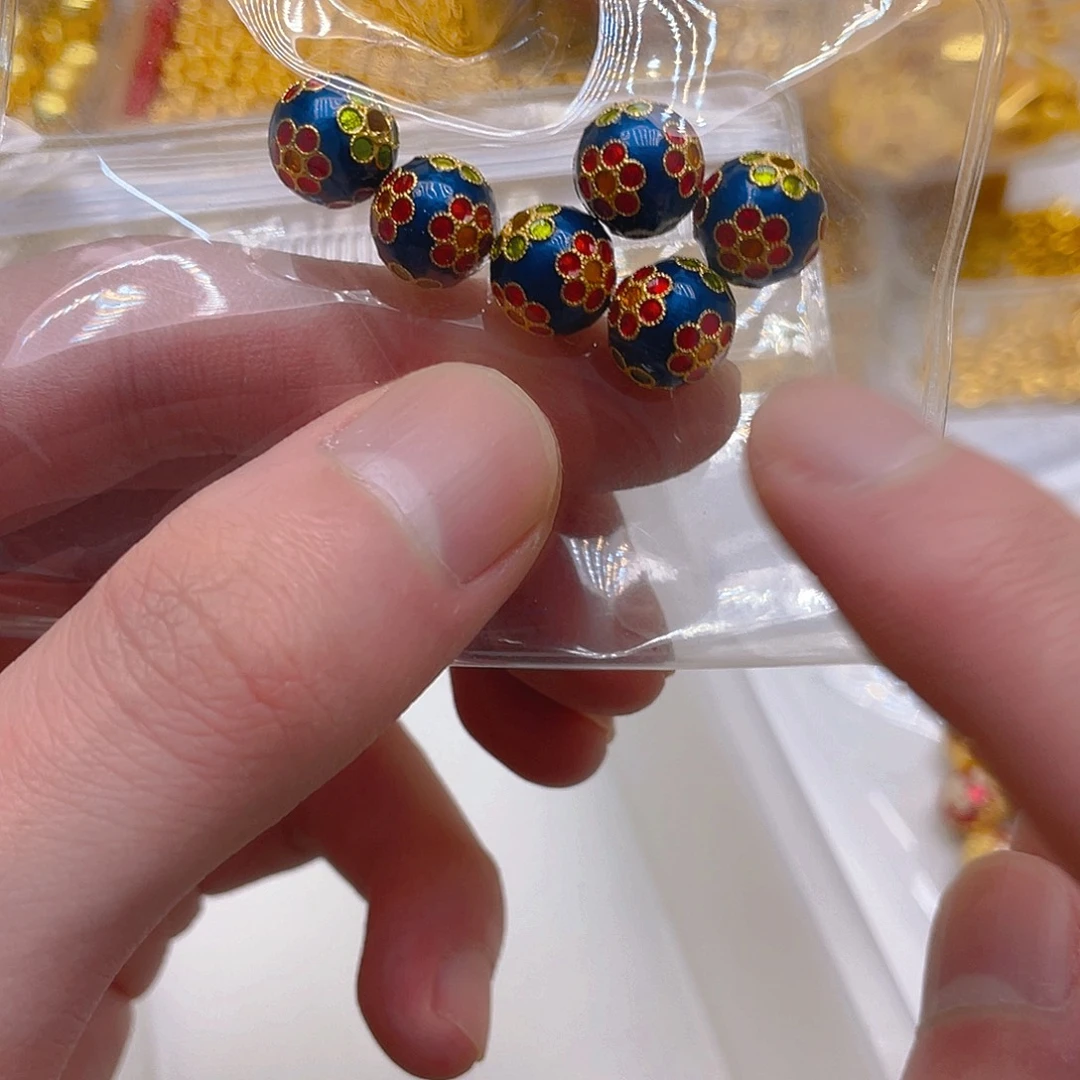 锆石铜合金蓝色花花珠2颗