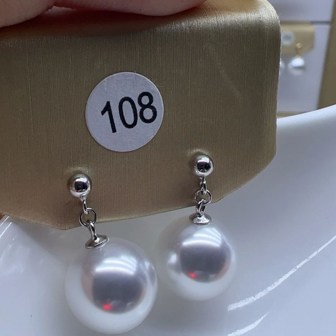 耳饰银S925镶嵌淡水珍珠