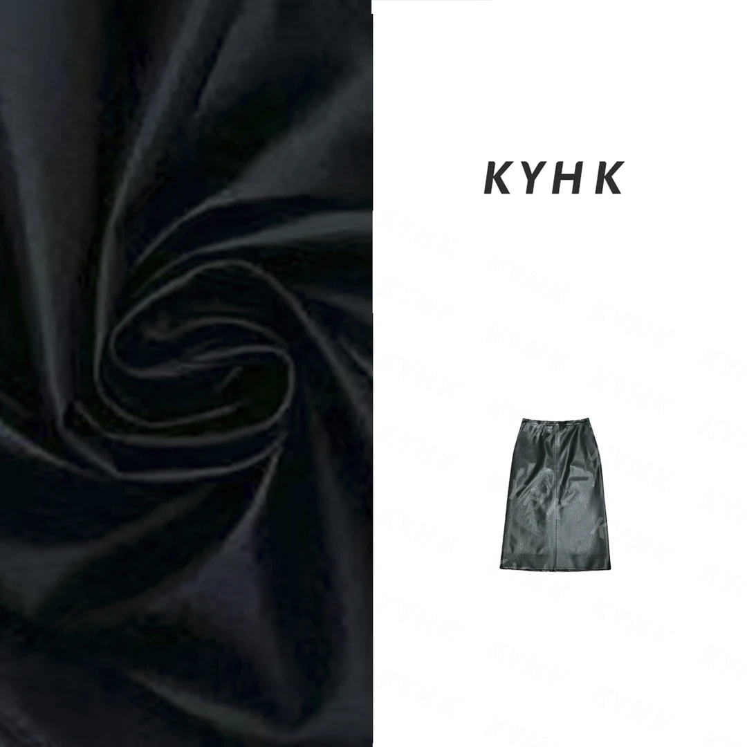 KYHK秋冬气质时尚黑色羊皮直筒半身裙241235