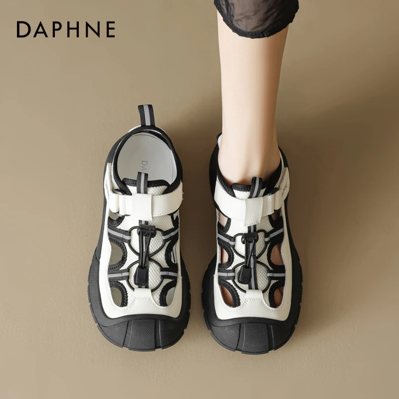 达芙妮运动凉鞋女外穿2025夏季新款镂空透气魔术贴登山防滑溯溪鞋