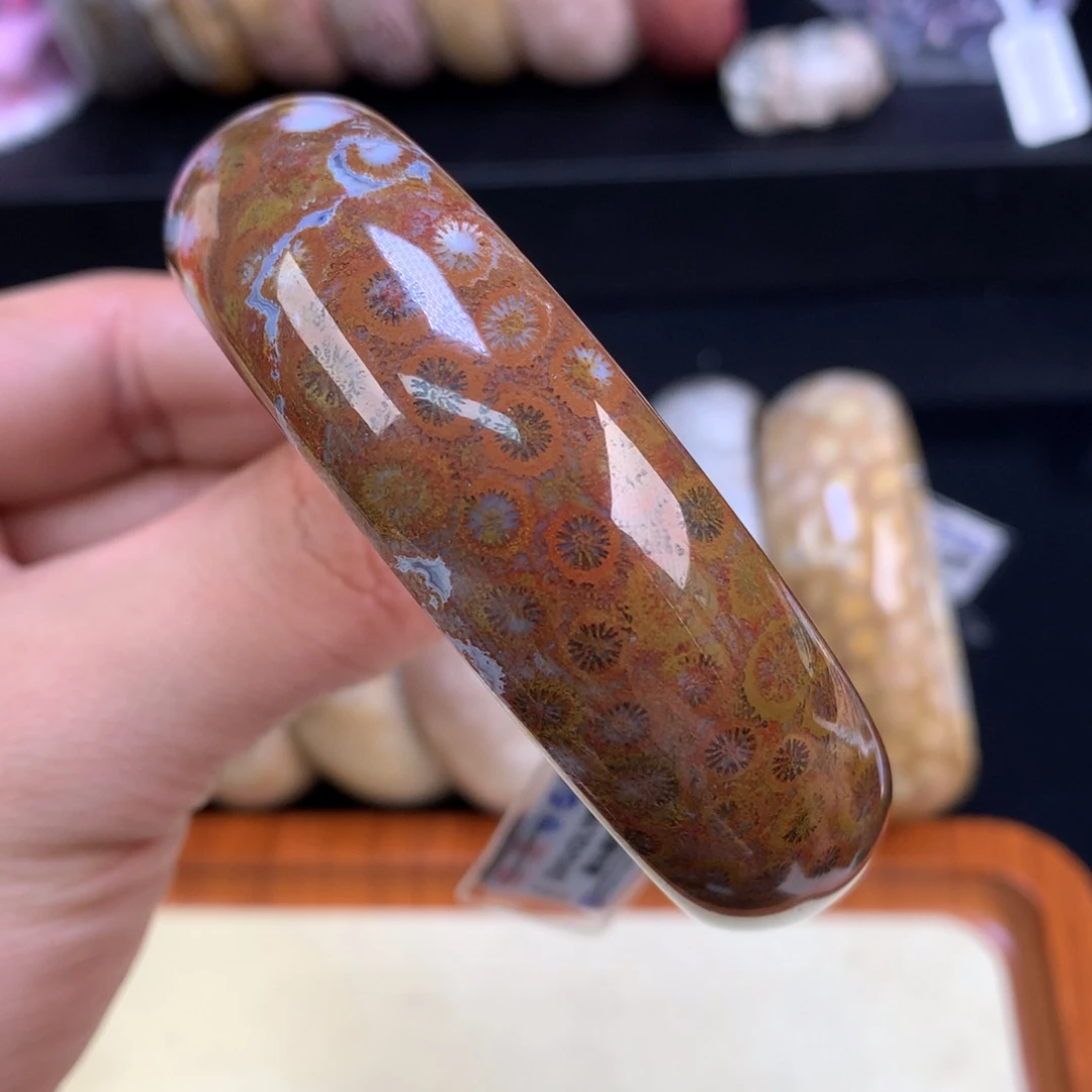 硅化珊瑚（珊瑚玉）未镶嵌颈饰85号60圈红彩柠檬➕共生