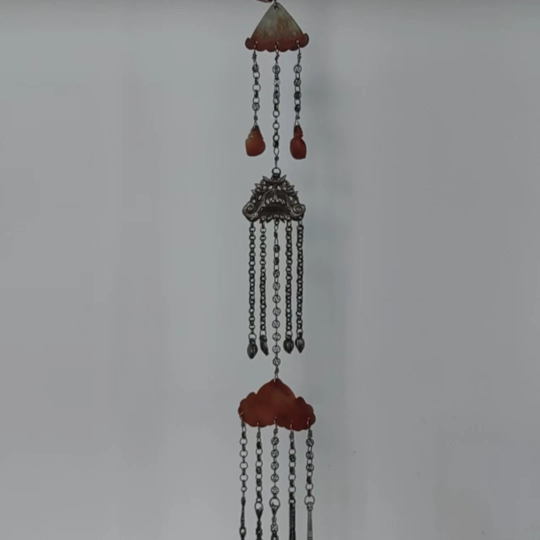 红翡老三瑟挂件民族风