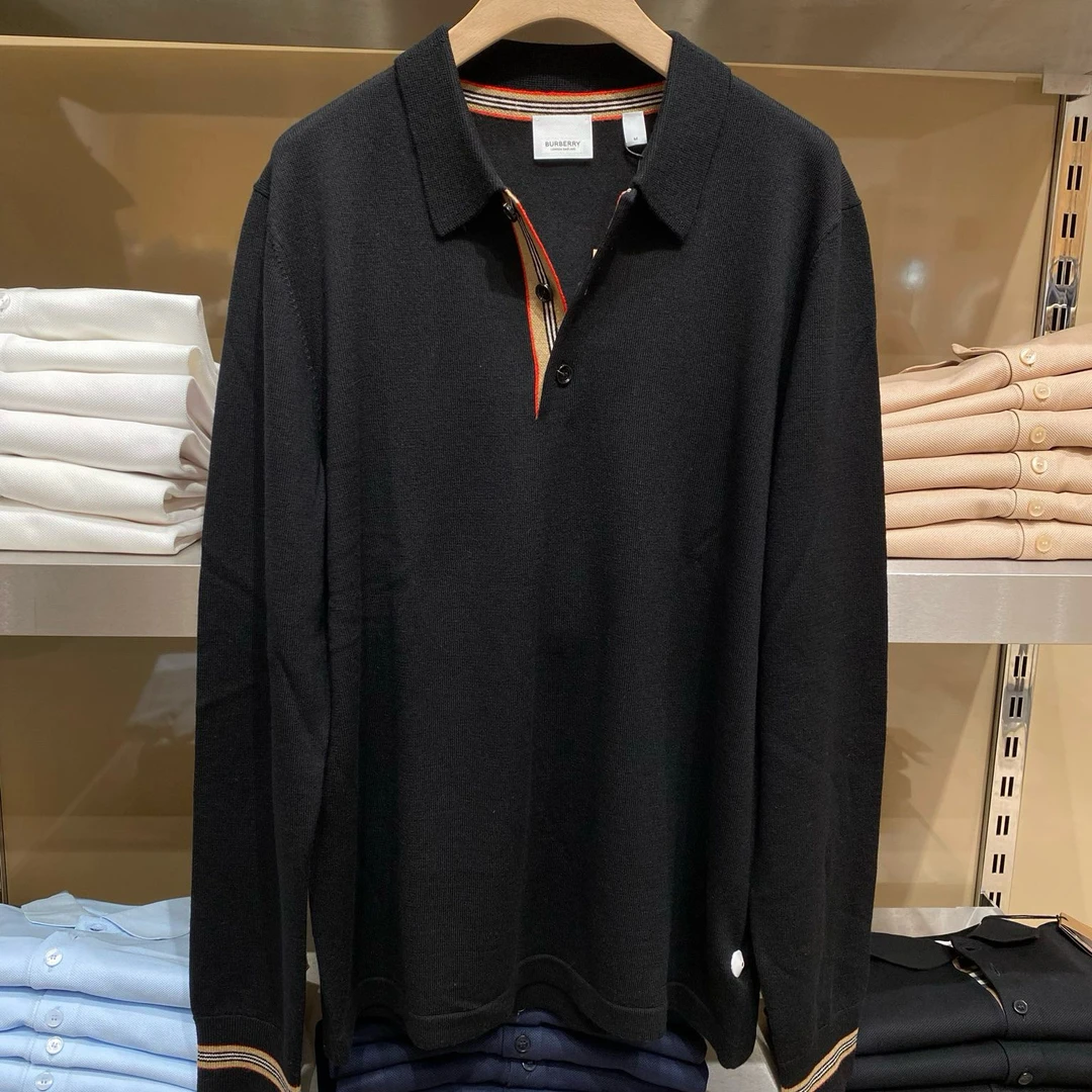 未使用 BURBERRY/博柏利 男款羊毛衫 Polo领设计