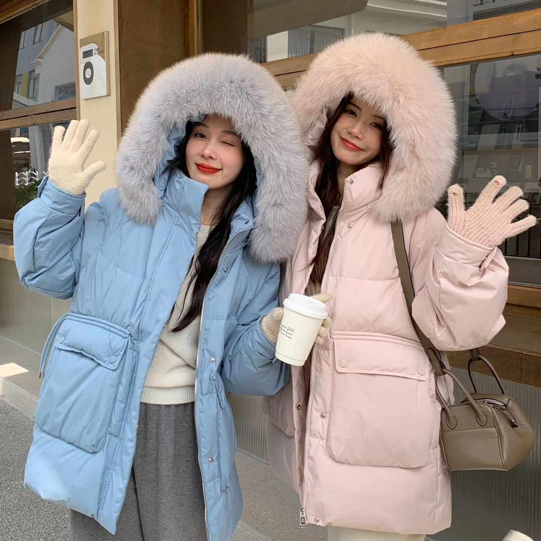 【羽汐】冬季新款胖mm女装大码羽绒服宽松显瘦短款白鸭绒2311