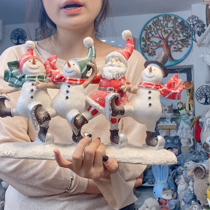 树脂雪人圣诞老人摆件