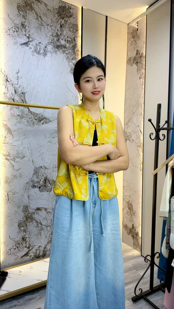 【蝴蝶泉边-马甲】新中式夏季新款圆领马甲透气百搭显瘦马夹上衣