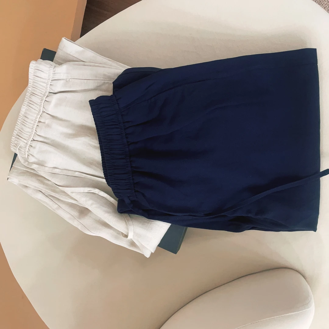 九分裤女松紧腰莱赛尔天丝亚麻直筒裤显瘦凉感夏季新款高腰休闲裤