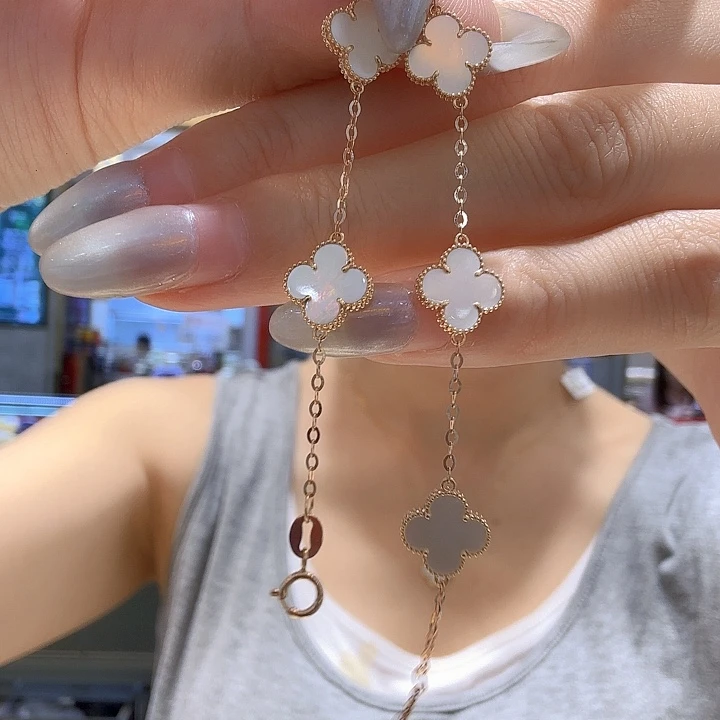 18K金镶嵌贝壳（贝母）手链10mm草