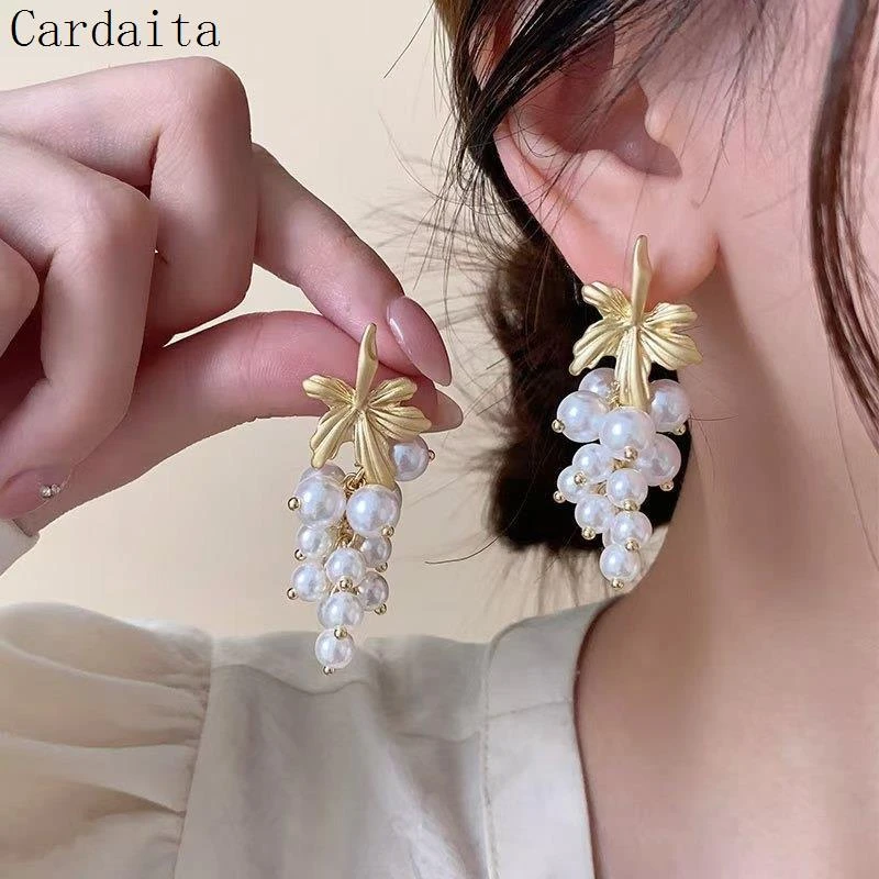 铜合金锆石耳饰 法式复古葡萄串耳环女新款气质高级感耳坠时尚显