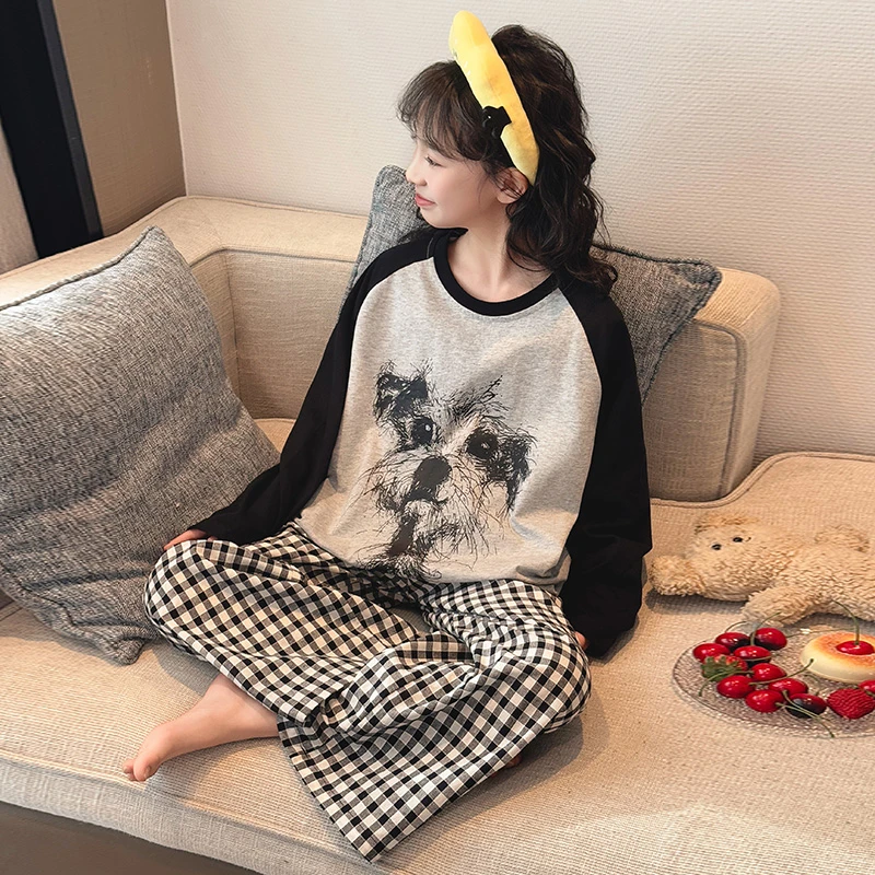 女童春款睡衣2025新款初中生洋气纯棉家居服儿童春秋款居家套装