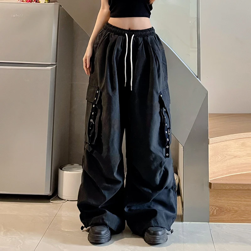DDNX美式嘻哈hiphop工装裤男女春秋高街设计感多口袋阔腿拖地裤子