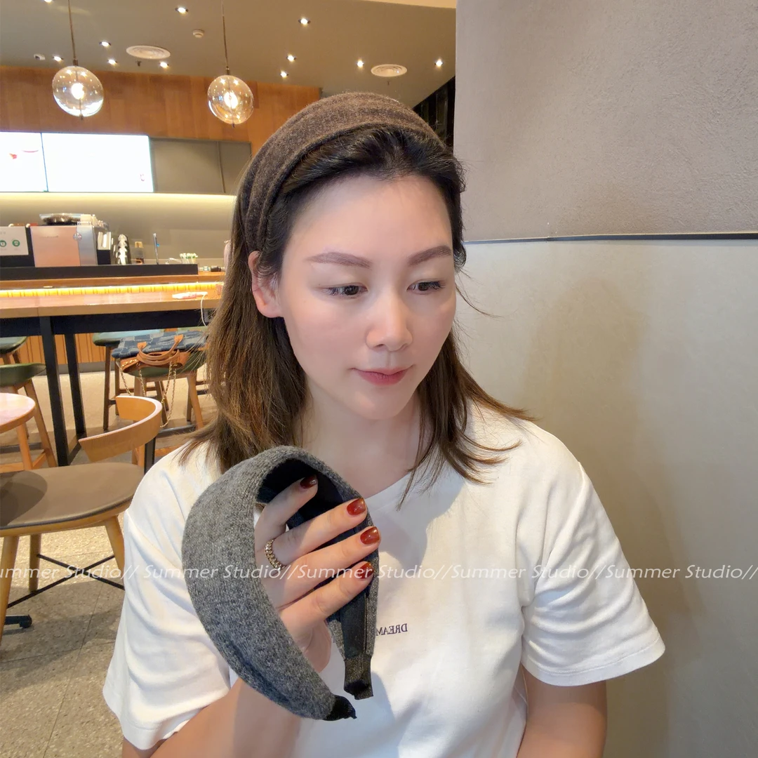纯色羊毛宽边发箍 毛线发捆发卡 很舒服的发带 针织复古头箍发饰