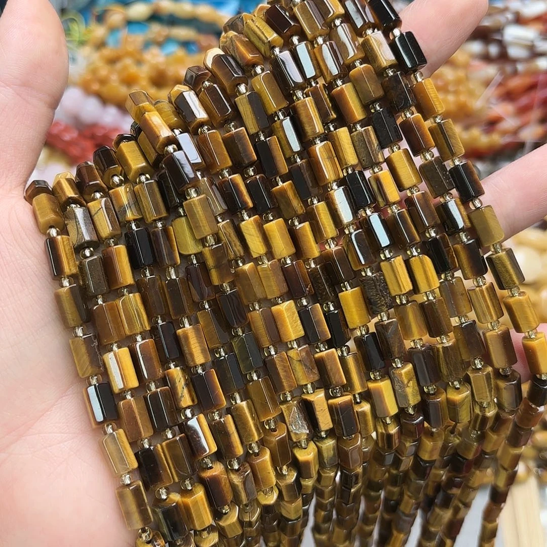 玛瑙/玉髓未镶嵌珠宝半成品6×9虎眼柱子一条