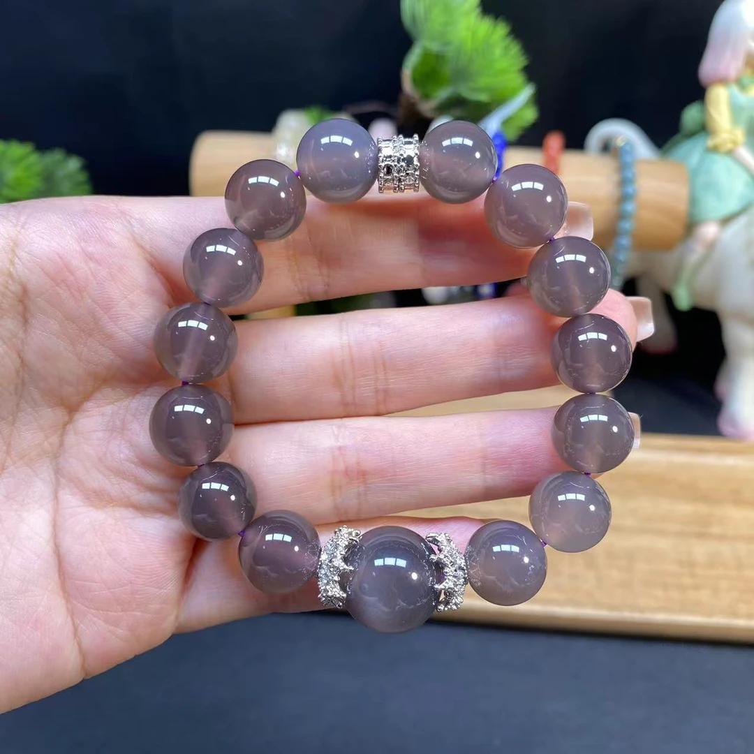 【烟灰玛瑙12m+手串】A1001搭配大顶珠路路通男女通用款时尚