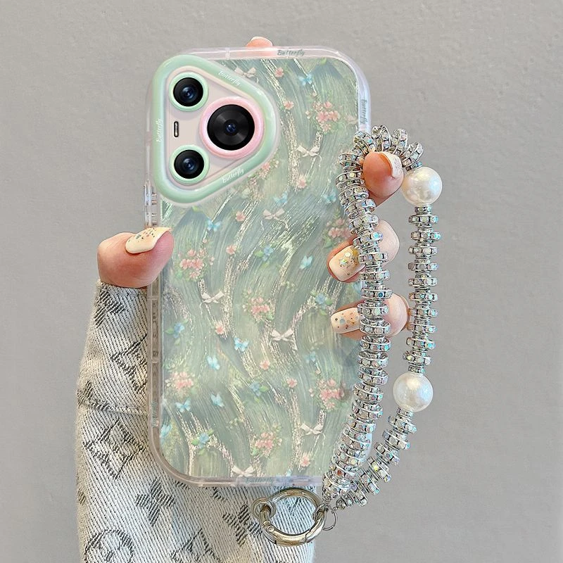 蝴蝶花束适用苹果16e手机壳创意个性华为全包VIVOx200s新款OPPO女