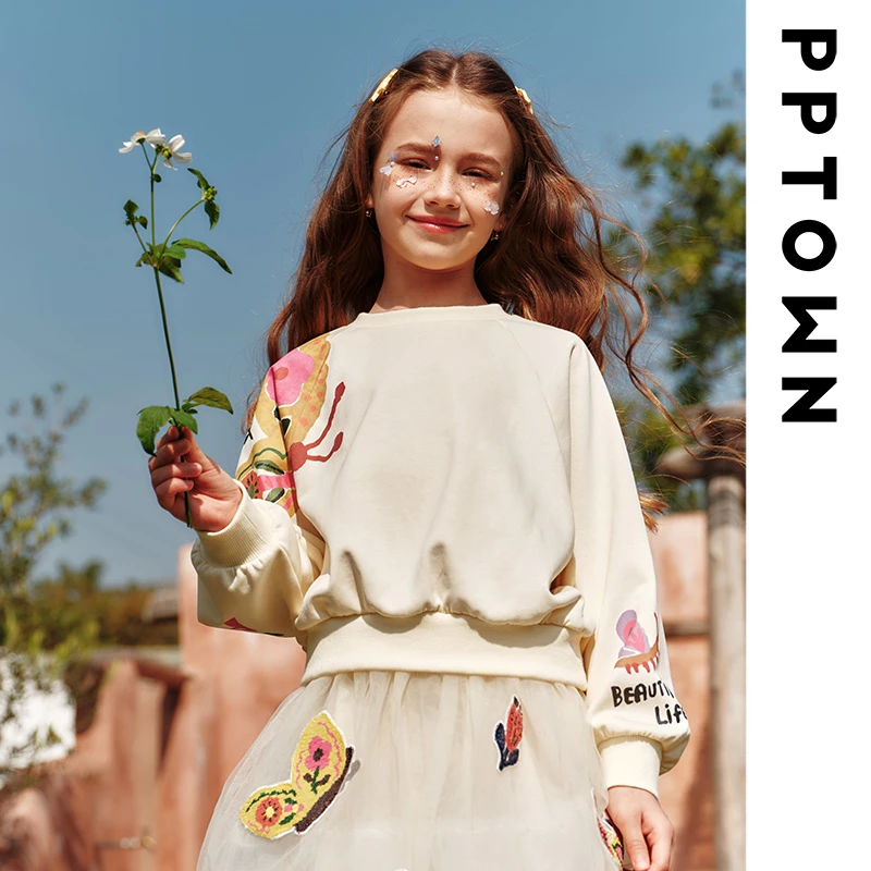 【可爱风】巴巴小镇2025春款女童洋气宽松圆领印花女童夏装13464