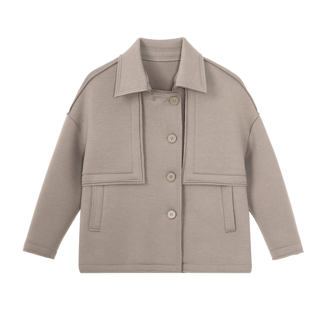 FL秋季韩版时尚百搭修身显瘦纯色短款320g空气层短外套【2731】