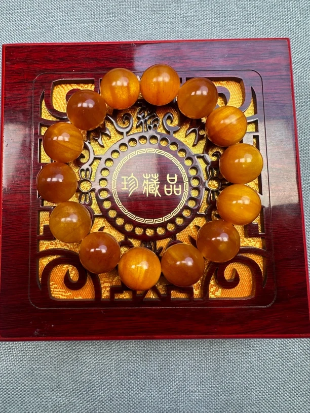 【帝王血龙木】1.6×14颗高透天花板黄油单圈手串