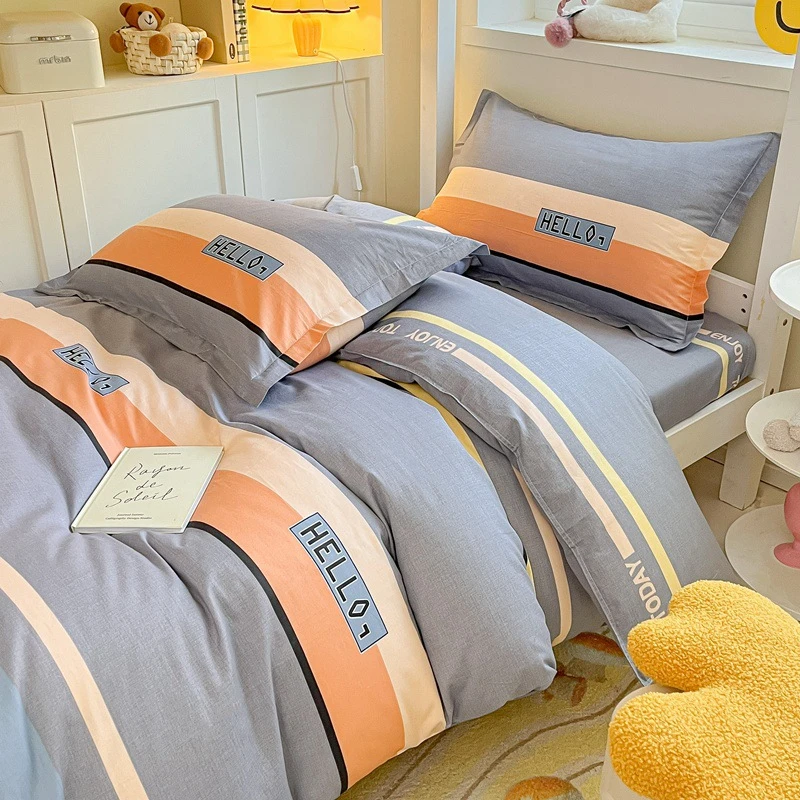 纯棉学生宿舍三件套上下铺全棉床单被套单人员工寝室床上用品轻奢