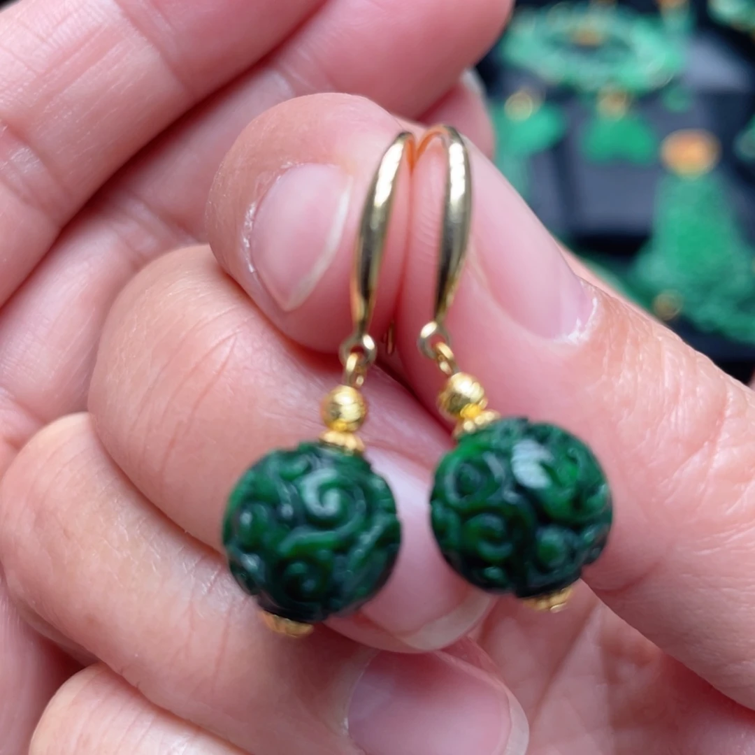 翡翠银S925镶嵌耳饰