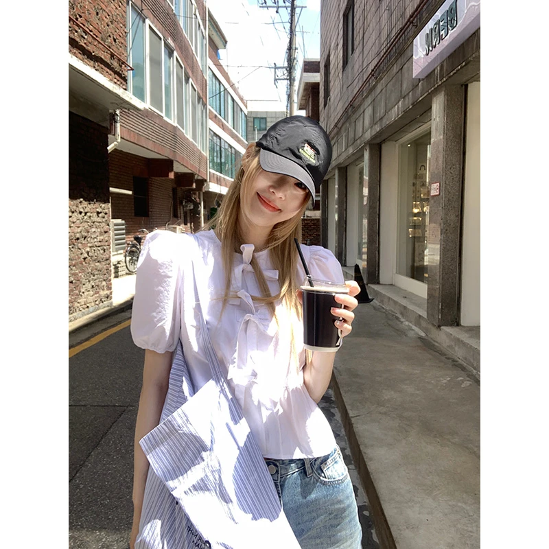 【清清！朴夏Pursummer】黑白蝴蝶结衬衫C20516PR42