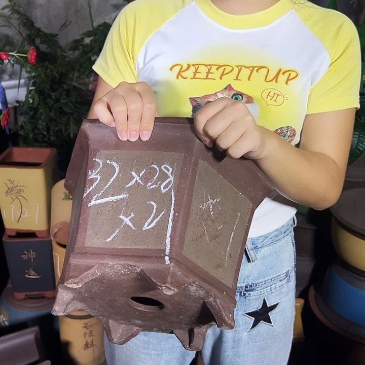 32灰六方花盆花盆花盆
