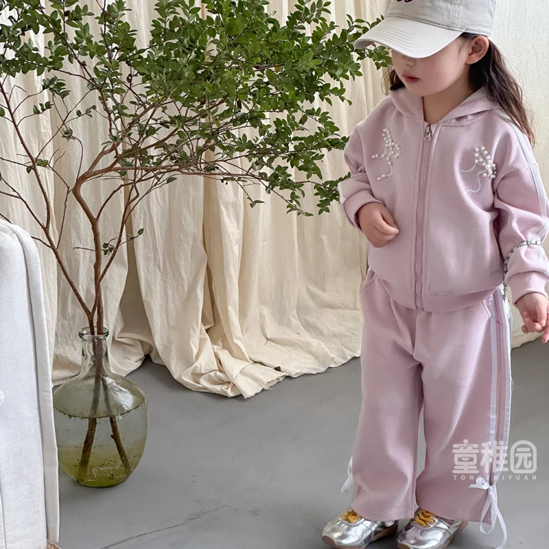 女宝宝运动套装春秋新款韩版小童开衫外套女孩春秋装欧若风童装