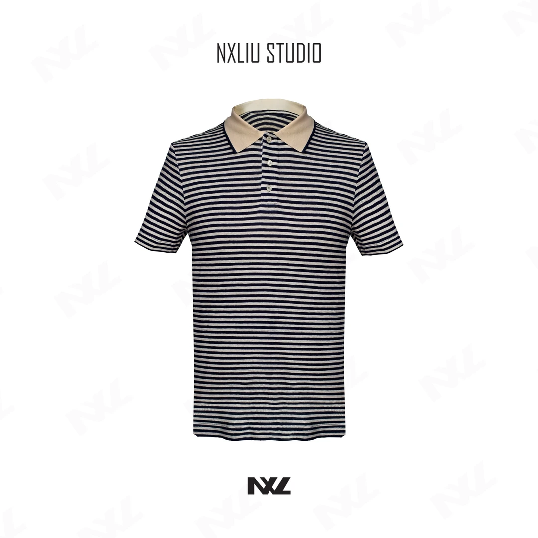 宽松老钱风条纹POLO衫