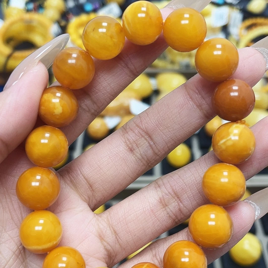 蜜蜡珠宝奇石未镶嵌11+mm氧化蜡手串·蜜之缘 微瑕