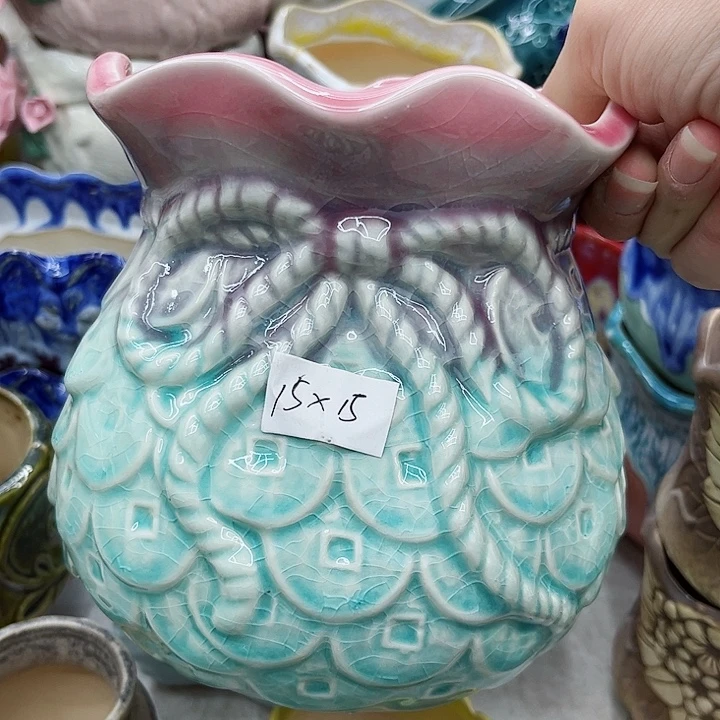 多肉绿植陶瓷花盆9.9包邮，有孔