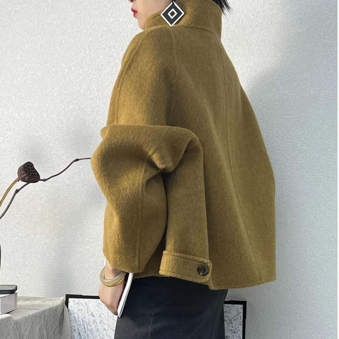 「叙境」立领短款双面羊毛大衣毛呢外套女高级感大衣24065