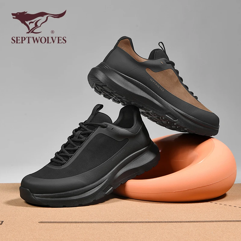 七匹狼户外运动鞋厚底男鞋秋季耐磨防滑徒步登山鞋男增高休闲潮鞋