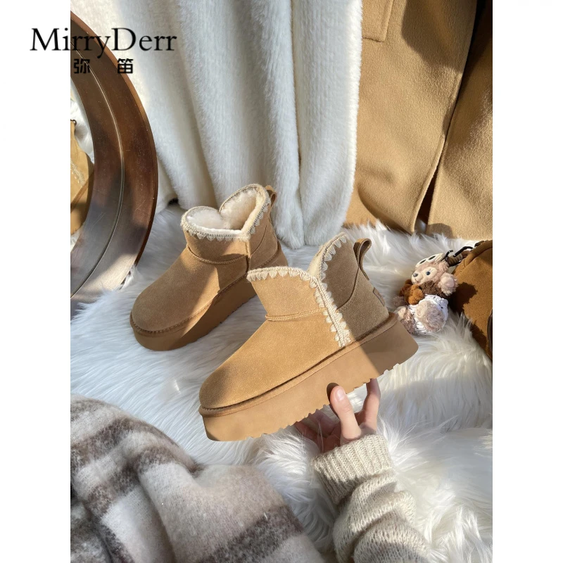 5/8cm内增高皮毛一体雪地靴女2025年冬季加绒保暖厚底短筒棉鞋