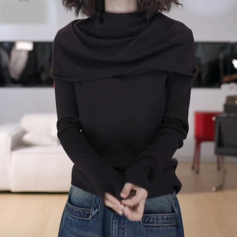 修身帽衫薄款上衣针织通勤风显瘦秋季连帽衫LK2506698