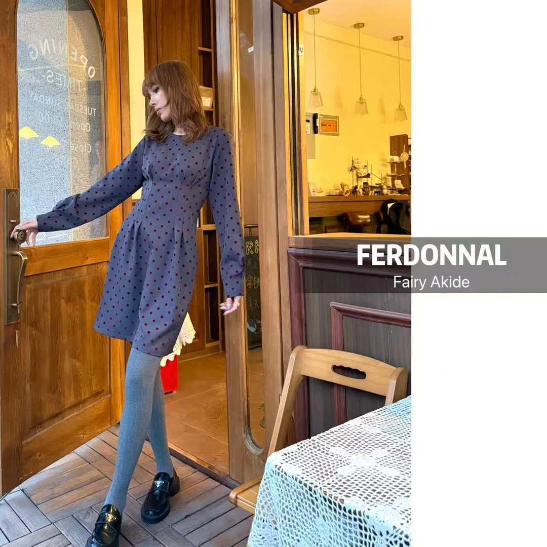 FEREDONNAL秋冬法式波点连衣裙